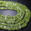 SUPER NEW --16 Inches --RARE Finest --Parrot Green Blue -PERIDOT- Heishi Cube Beads --Size 3.5-4mm Approx